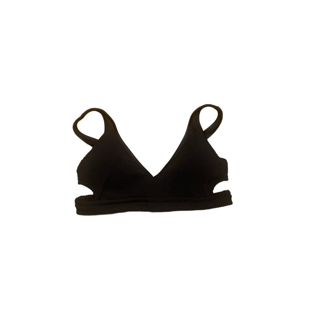 Aerie Real Good Women’s Ribbed Black Bikini Top Size L NWT